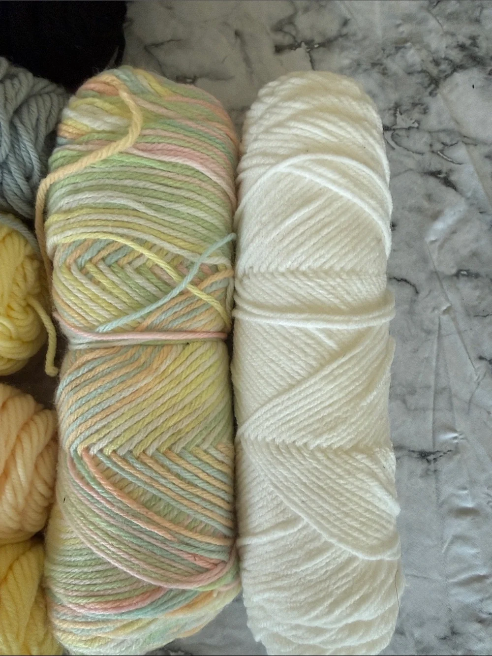 Red Heart Yarn Bundle-Yellows, Whites, Grays, Black, Multicolor. 10 Skein Bundle